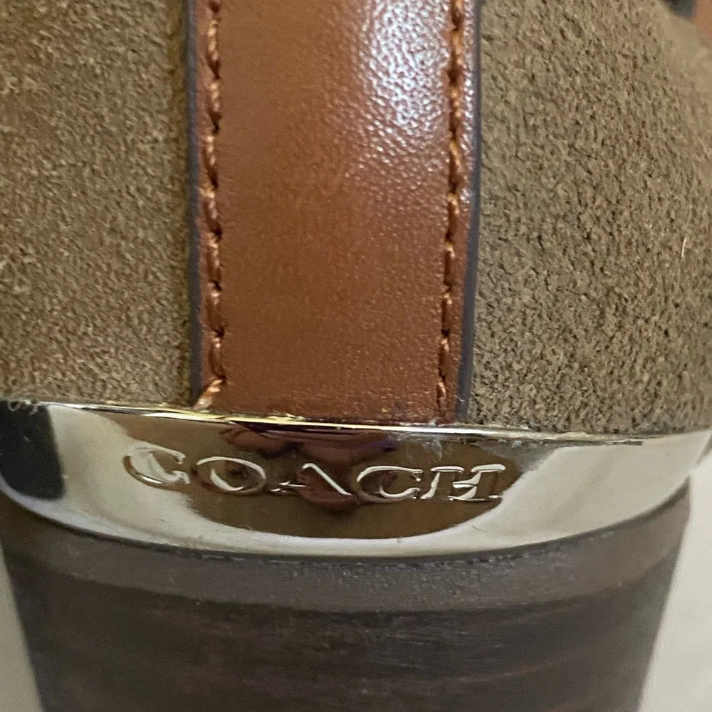 Coach Tan and Brown Ankle Boots with Leather Straps - Picture 5 of 11